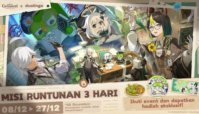 Kolaborasi Genshin Impact dan Duolingo, Pemain Dapat Mengklaim Hadiah Eksklusif